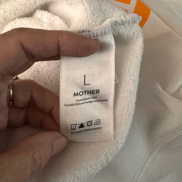 MOTHER Sweatshirt Large Biggie Message Crew Neck Oversized Bright White Pullover - Picture 10 of 13